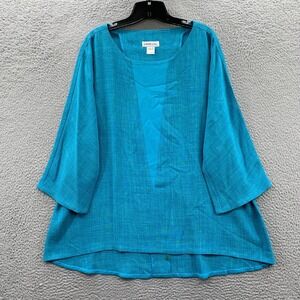 EMMELLE Blouse Womens Size 2 Top 3/4 Sleeve Blue*